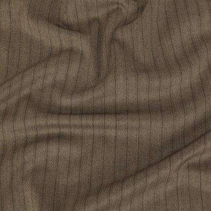 Brown and Chinchilla Metallic Herringbone Striped Polyester Suiting