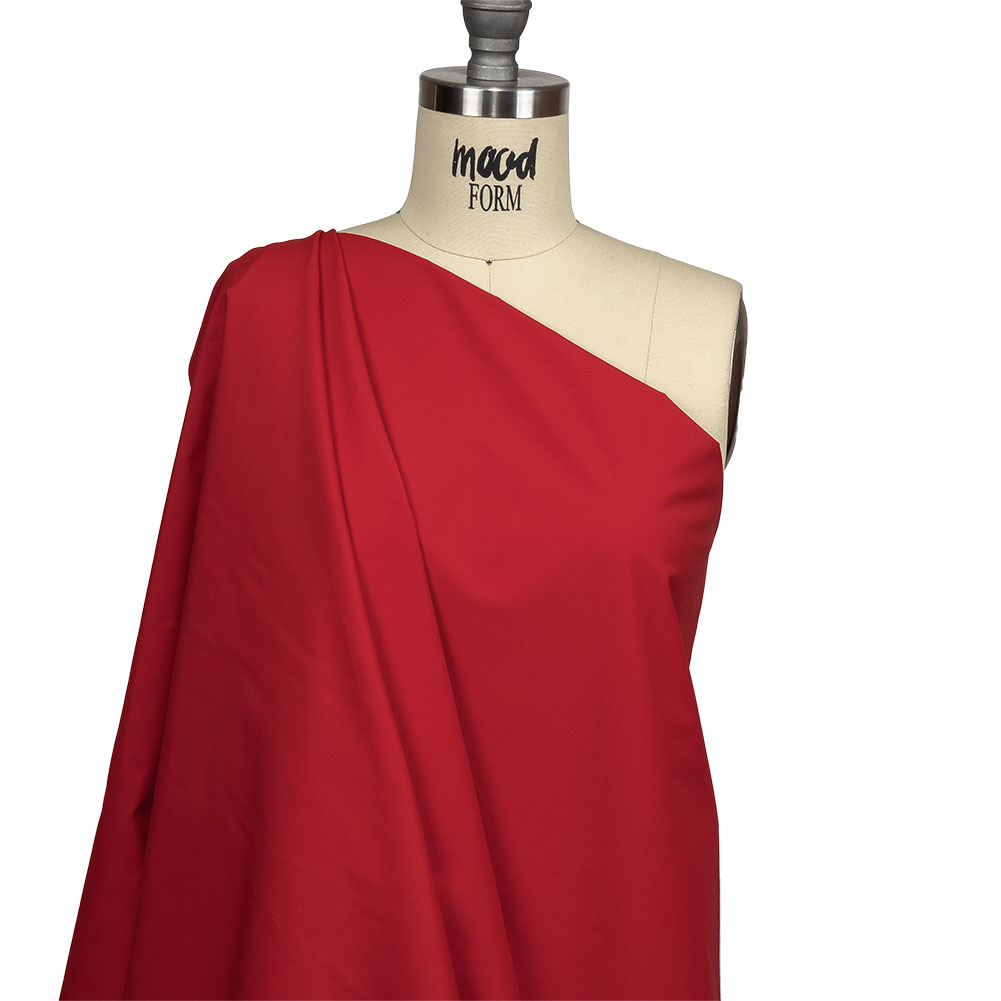 Classic Red Cotton and Polyester Poplin with Water Repellant Coating Drape