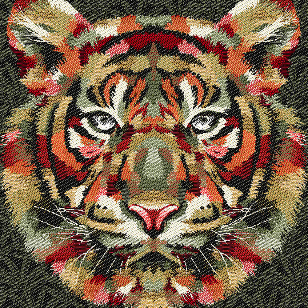 French Khaki and Olive Bengal Tiger Chief Oversized Square Patch - 18.875" Detail