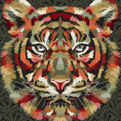 French Khaki and Olive Bengal Tiger Chief Oversized Square Patch - 18.875" Detail