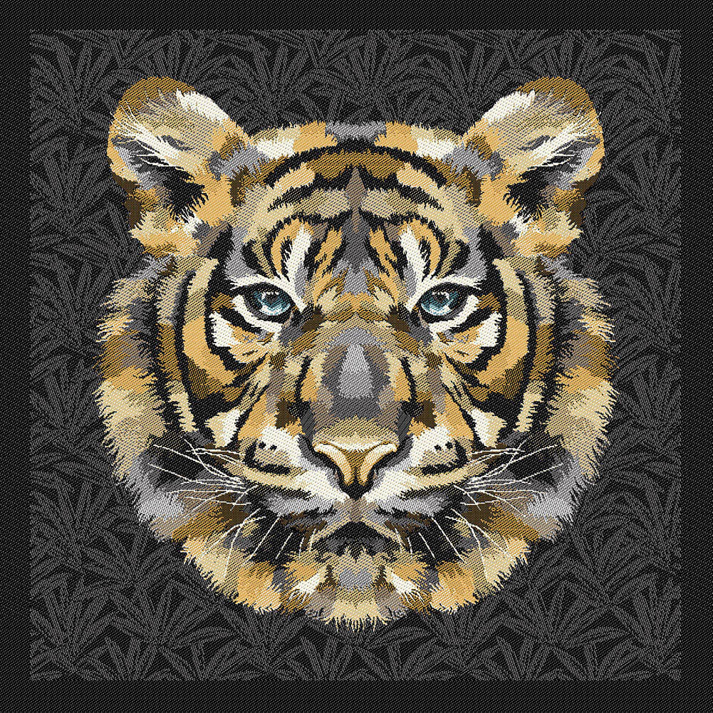 French Charcoal and Sand Bengal Tiger Chief Oversized Square Patch - 18.875"
