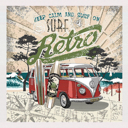 French Rouge, Olive and Sand Surf's Up Oversized Square Patch - 18.875"