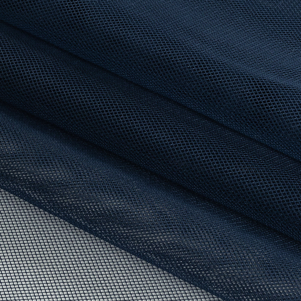Navy Polyester Stretch Mesh Folded