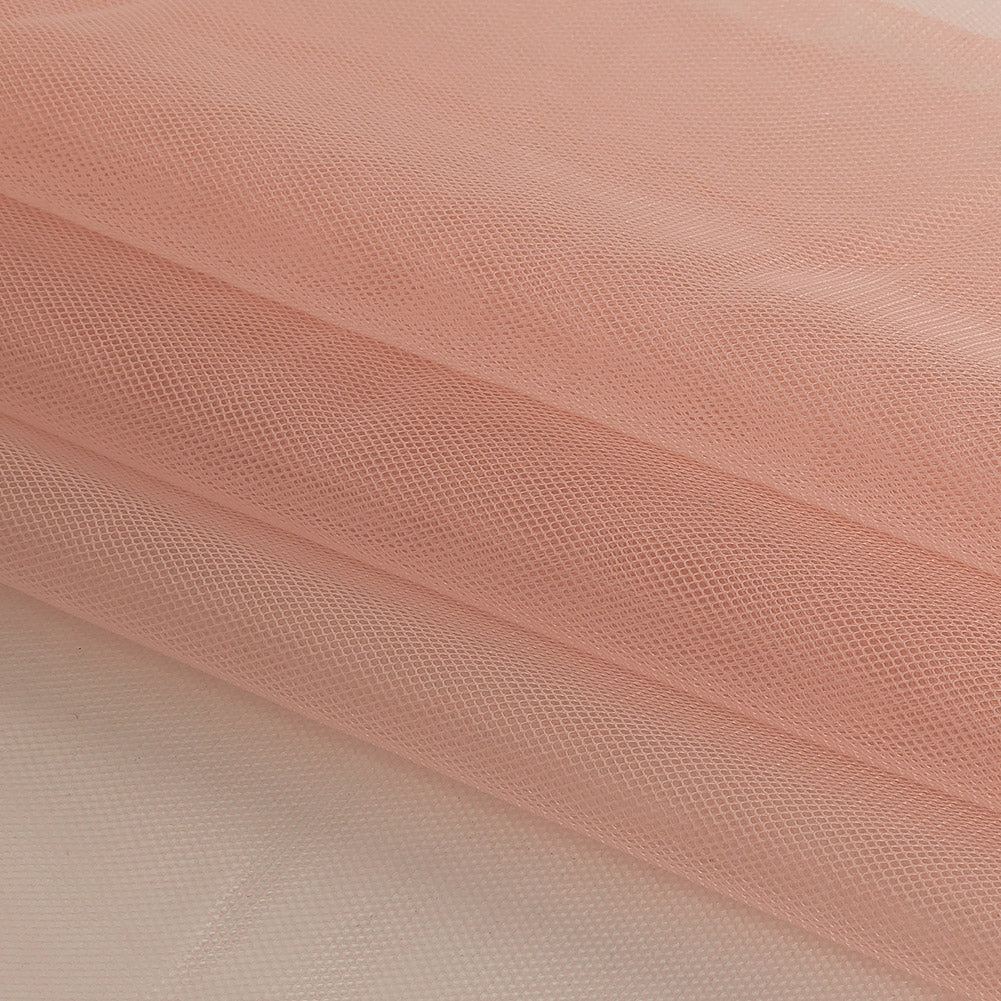 Silver Pink Polyester Stretch Mesh Folded