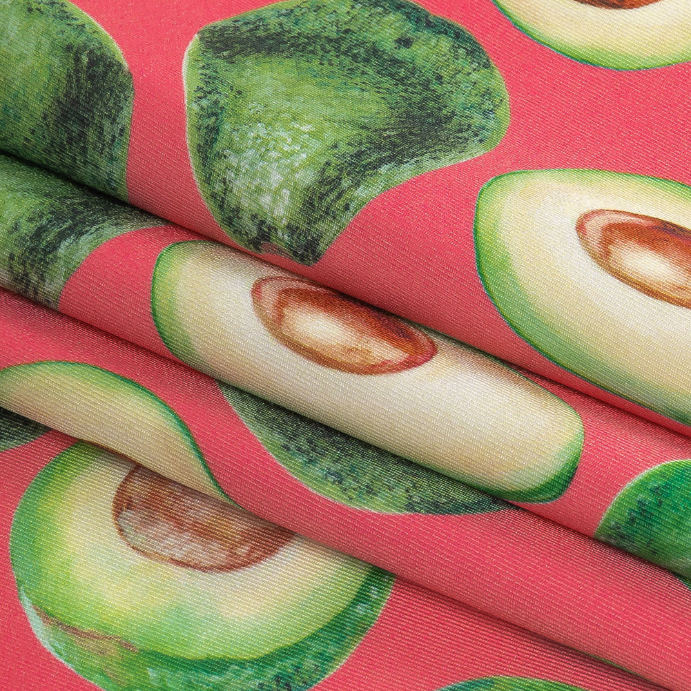 Compression Swimwear Tricot, UV Protective with Aloe Vera Microcapsules - Candy Kiss Pink Avocados - Caye Collection - Folded