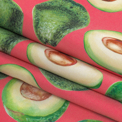Compression Swimwear Tricot, UV Protective with Aloe Vera Microcapsules - Candy Kiss Pink Avocados - Caye Collection