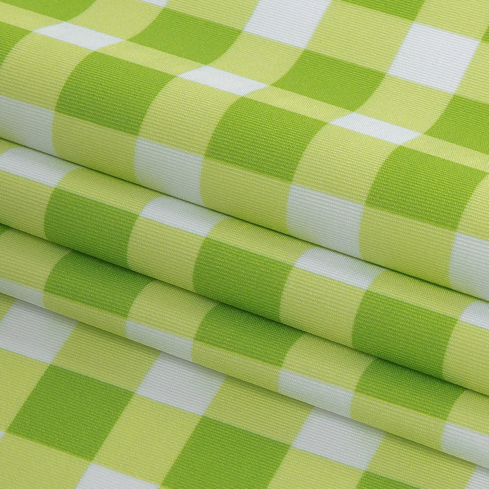Compression Swimwear Tricot, UV Protective with Aloe Vera Microcapsules - Lime and White Checkered - Caye Collection - Folded
