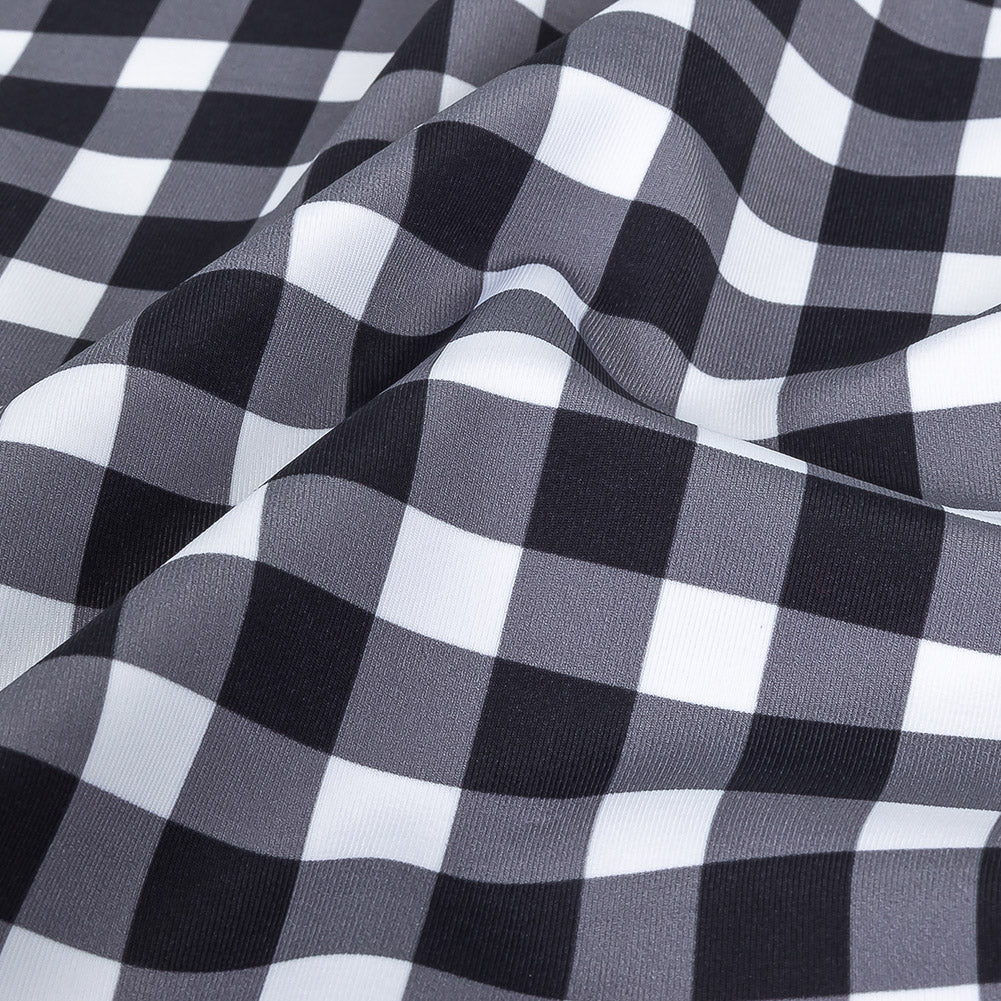 Compression Swimwear Tricot, UV Protective with Aloe Vera Microcapsules - Phantom and White Checkered - Caye Collection - Detail