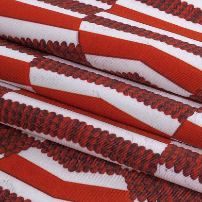 Compression Swimwear Tricot, UV Protective with Aloe Vera Microcapsules - Aurura Red and Burgundy Geometric - Caye Collection