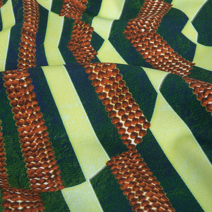 Compression Swimwear Tricot, UV Protective with Aloe Vera Microcapsules - Ambrosia, Green and Wooden Beads Geometric - Caye Collection