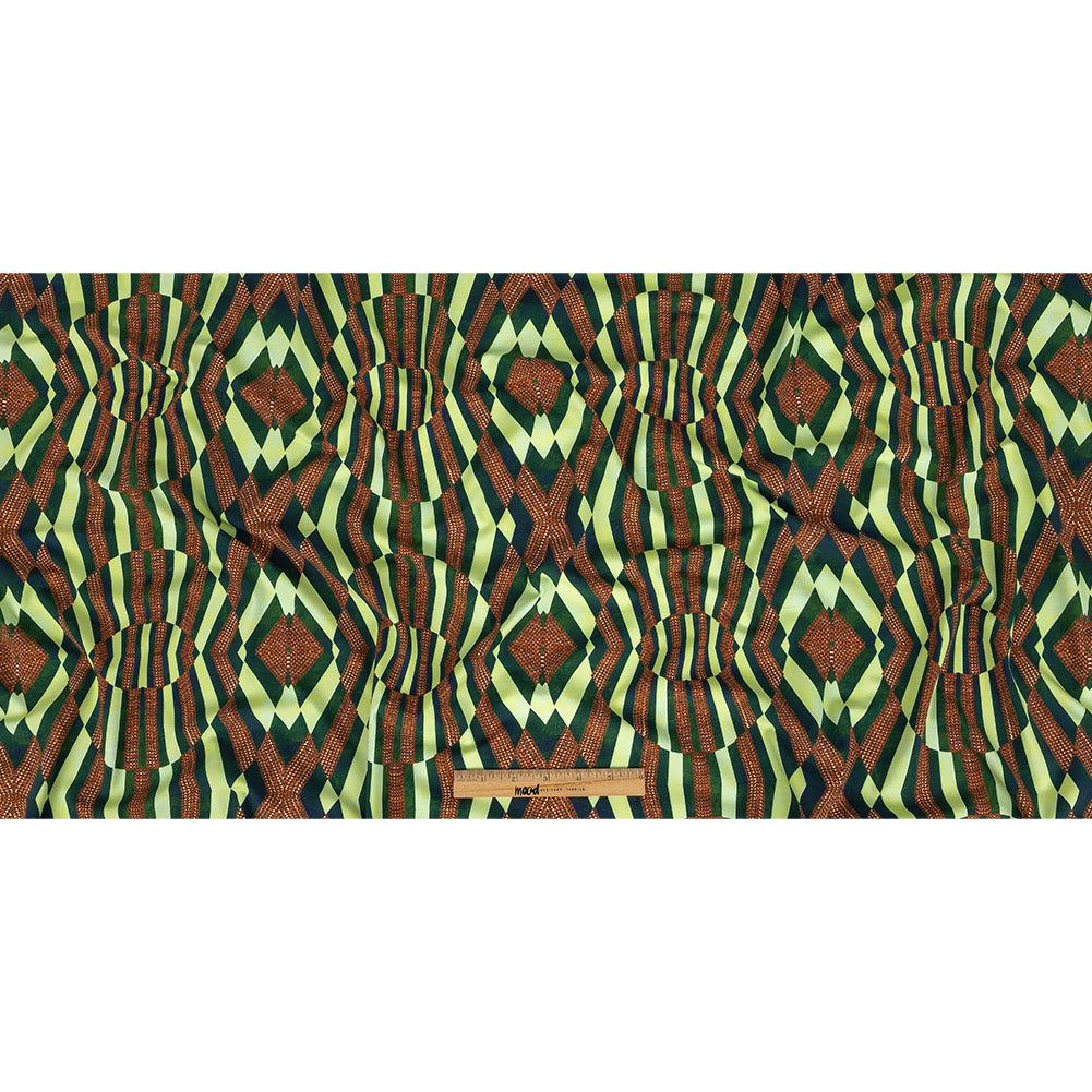 Compression Swimwear Tricot, UV Protective with Aloe Vera Microcapsules - Ambrosia, Green and Wooden Beads Geometric - Caye Collection - Full