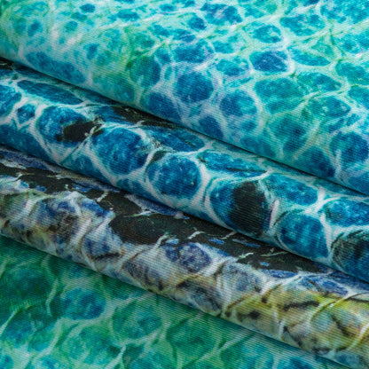 Compression Swimwear Tricot, UV Protective with Aloe Vera Microcapsules - Blue and Teal Python - Caye Collection