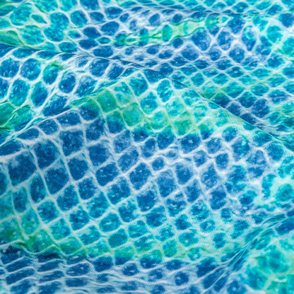 Compression Swimwear Tricot, UV Protective with Aloe Vera Microcapsules - Blue and Teal Python - Caye Collection