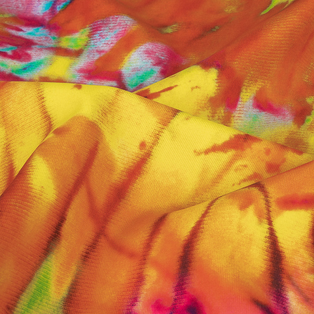 Compression Swimwear Tricot, UV Protective with Aloe Vera Microcapsules - Summer Green and Orange Splash Tie Dye - Caye Collection - Detail