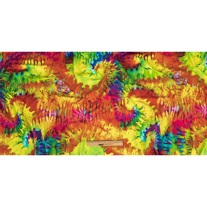 Compression Swimwear Tricot, UV Protective with Aloe Vera Microcapsules - Summer Green and Orange Splash Tie Dye - Caye Collection