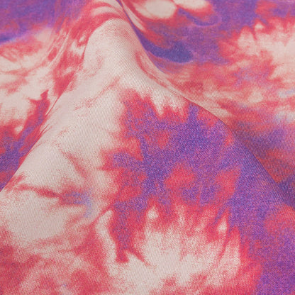 Pink and Purple Tie Dye Caye UV Protective Compression Swimwear Tricot with Aloe Vera Microcapsules