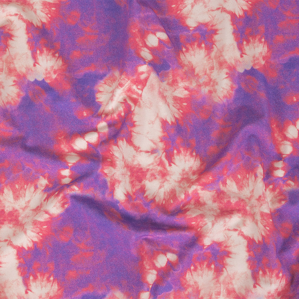 Pink and Purple Tie Dye Caye UV Protective Compression Swimwear Tricot with Aloe Vera Microcapsules
