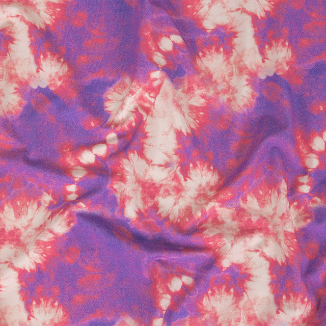 Pink and Purple Tie Dye Caye UV Protective Compression Swimwear Tricot with Aloe Vera Microcapsules