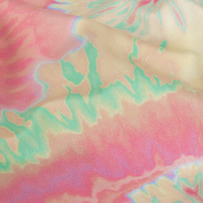Compression Swimwear Tricot, UV Protective with Aloe Vera Microcapsules - Yellow, Pink and Orange Soft Swirls Tie Dye - Caye Collection