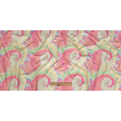 Compression Swimwear Tricot, UV Protective with Aloe Vera Microcapsules - Yellow, Pink and Orange Soft Swirls Tie Dye - Caye Collection