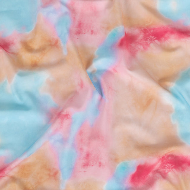 Compression Swimwear Tricot, UV Protective with Aloe Vera Microcapsules - Orange, Pink and Blue Tie Dye - Caye Collection