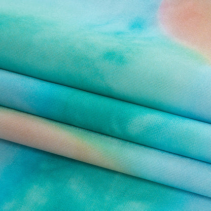 Compression Swimwear Tricot, UV Protective with Aloe Vera Microcapsules - Blue, Green and Orange Tie Dye - Caye Collection