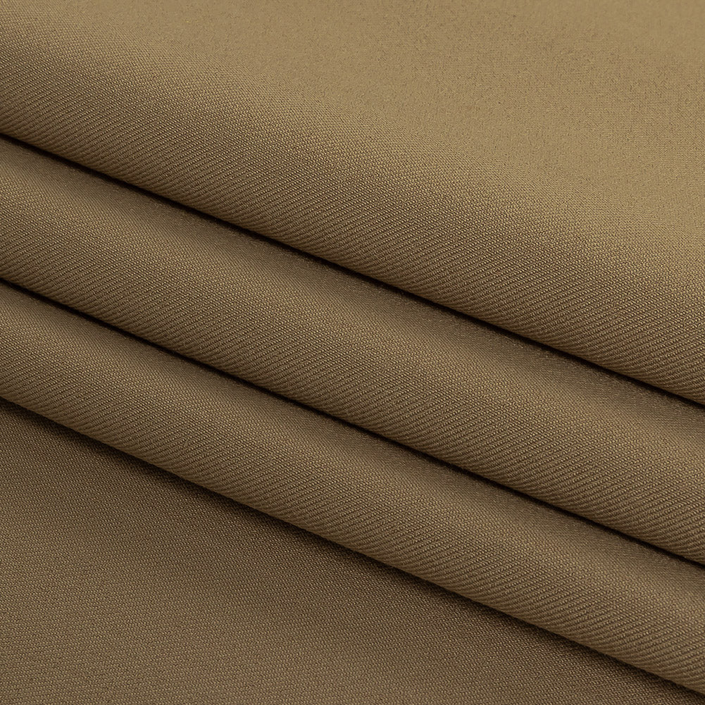 Taupe Four-Way Stretch Polyester Twill Suiting Folded