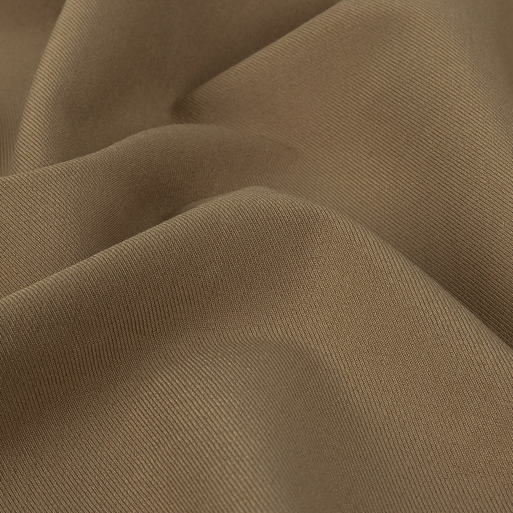 Taupe Four-Way Stretch Polyester Twill Suiting Detail