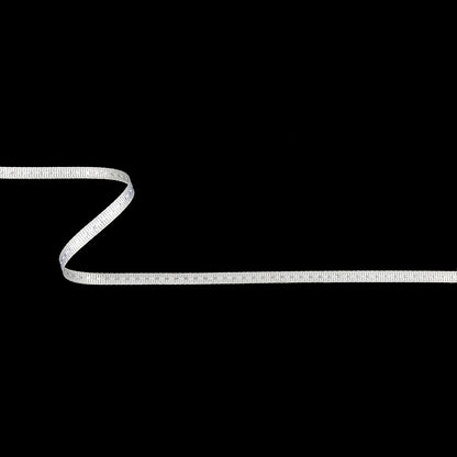 White Grosgrain Ribbon with Lucent White Stitching - 0.25"