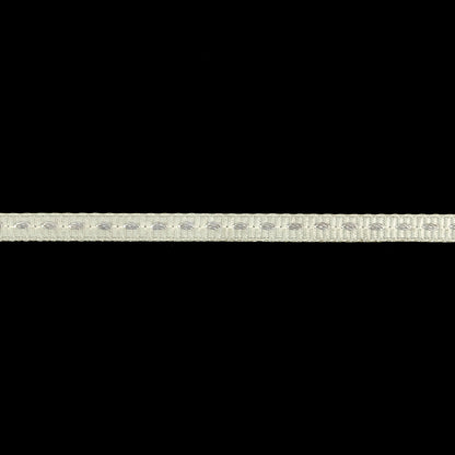 Egret Grosgrain Ribbon with Lucent White Stitching - 0.25" Detail