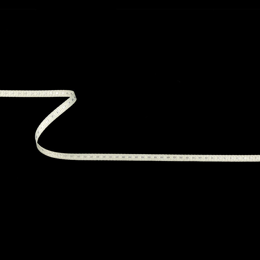 Egret Grosgrain Ribbon with Lucent White Stitching - 0.25"