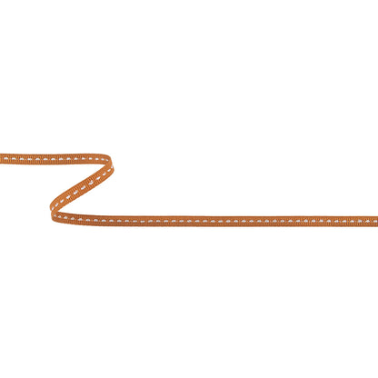 Tan Grosgrain Ribbon with Lucent White Stitching - 0.25"