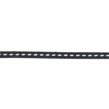 Navy Grosgrain Ribbon with Lucent White Stitching - 0.25" Detail