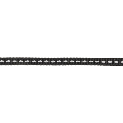 Caviar Grosgrain Ribbon with Lucent White Stitching - 0.25" Detail
