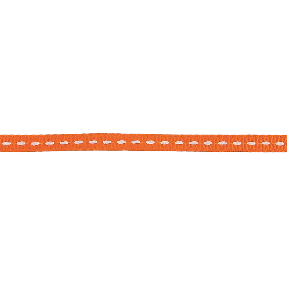 Dragon Fire Grosgrain Ribbon with Lucent White Stitching - 0.25" Detail