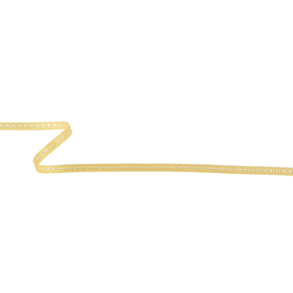 Light Yellow Grosgrain Ribbon with Bright White Stitching - 0.25"