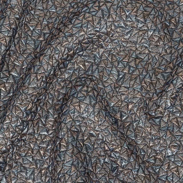 Mood Exclusive Metallic Rose Gold and Sky Blue Tactile Triangles Luxury Brocade