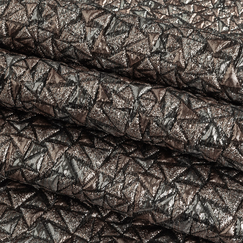 Mood Exclusive Metallic Silver and Rose Gold Tactile Triangles Luxury Brocade Folded