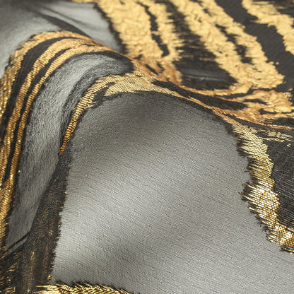 Mood Exclusive Metallic Gold and Black Mineral Veins Luxury Burnout Brocade Detail