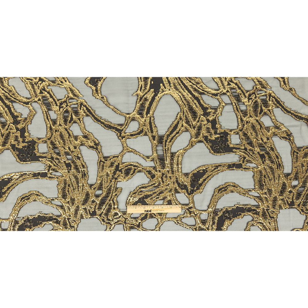 Mood Exclusive Metallic Gold and Black Mineral Veins Luxury Burnout Brocade Full