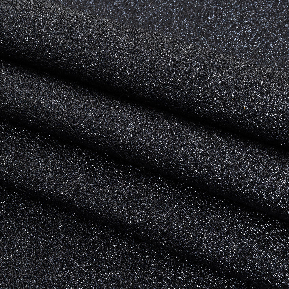 Cygnus Metallic Navy and Black Crinkled Lame Luxury Brocade Folded