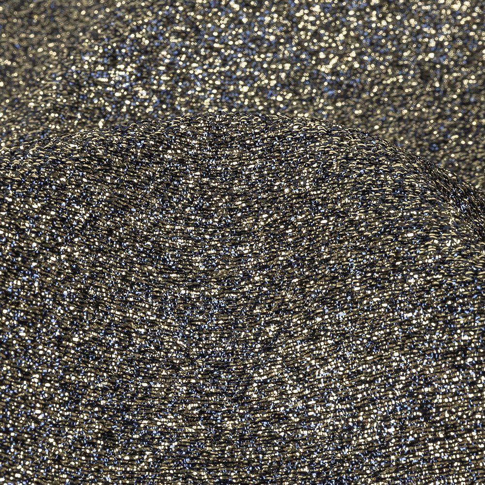 Cygnus Metallic Gold and Navy Crinkled Lame Luxury Brocade Detail