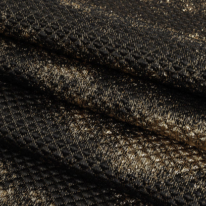 Mood Exclusive Jolene Metallic Gold and Black Tiny Diamonds Quilted Luxury Brocade Folded