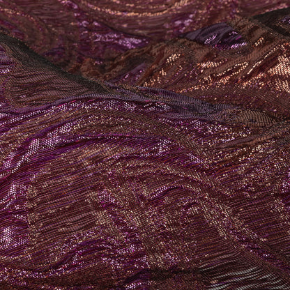 Mood Exclusive Metallic Purple and Copper Swirls Sheer Organza Luxury Brocade Detail