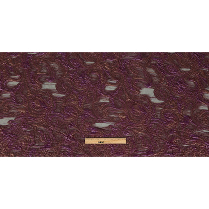 Mood Exclusive Metallic Purple and Copper Swirls Sheer Organza Luxury Brocade Full