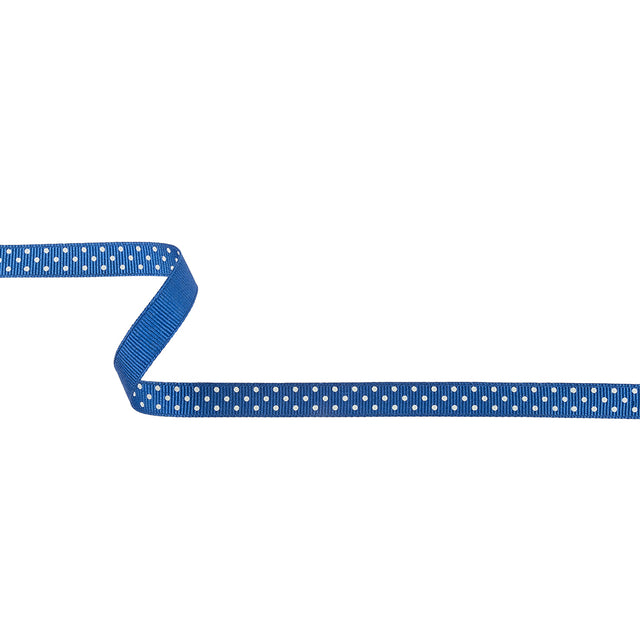 Deep Ultramarine and White Polka Dots Grosgrain Ribbon - 0.375"