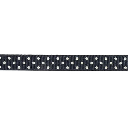 Total Eclipse and White Polka Dots Grosgrain Ribbon - 0.375" Detail