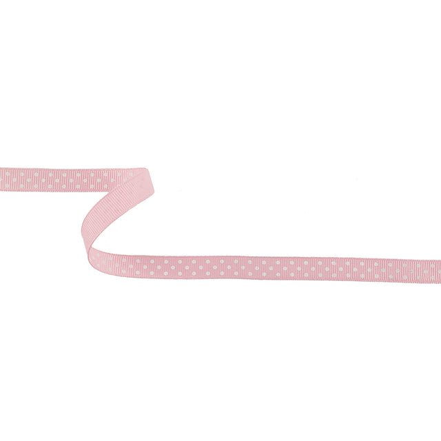 Parfait Pink and White Polka Dots Grosgrain Ribbon - 0.375"