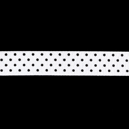 Bright White and Moonless Night Polka Dots Grosgrain Ribbon - 0.625" Detail