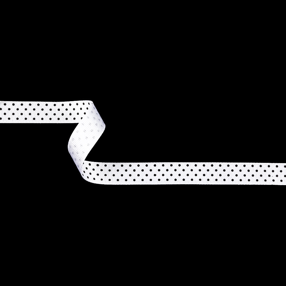 Bright White and Moonless Night Polka Dots Grosgrain Ribbon - 0.625"